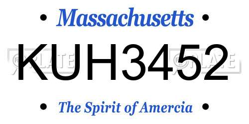KUH3452 Massachusetts License Plate