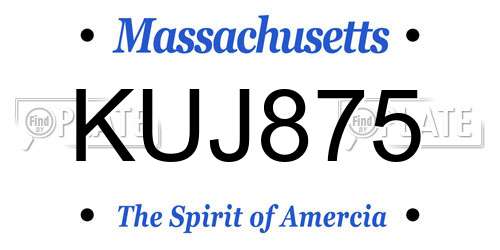 KUJ875 Massachusetts License Plate