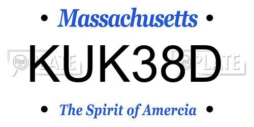 KUK38D Massachusetts License Plate