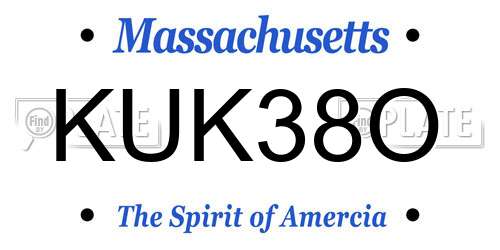 KUK38O Massachusetts License Plate
