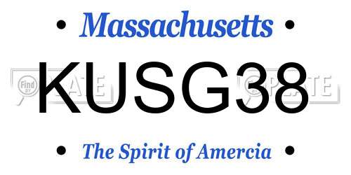 KUSG38 Massachusetts License Plate