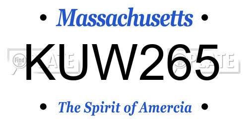 KUW265 Massachusetts License Plate