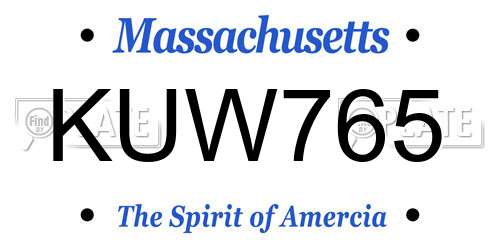 KUW765 Massachusetts License Plate
