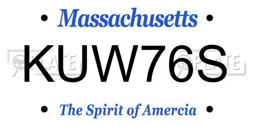 KUW76S Massachusetts License Plate