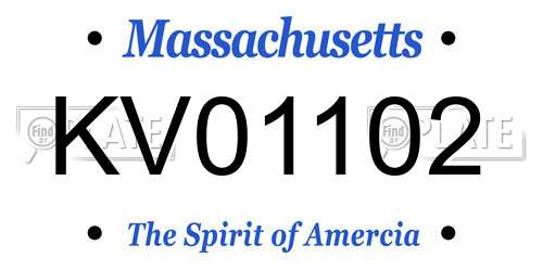 KV01102 Massachusetts License Plate