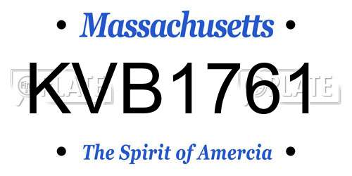 KVB1761 Massachusetts License Plate