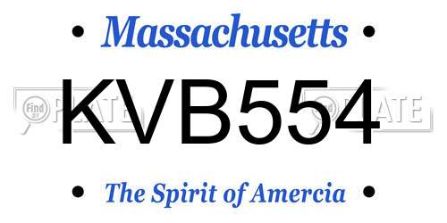 KVB554 Massachusetts License Plate