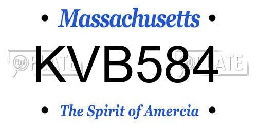 KVB584 Massachusetts License Plate