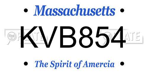 KVB854 Massachusetts License Plate