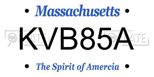 KVB85A Massachusetts License Plate