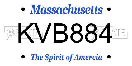 KVB884 Massachusetts License Plate