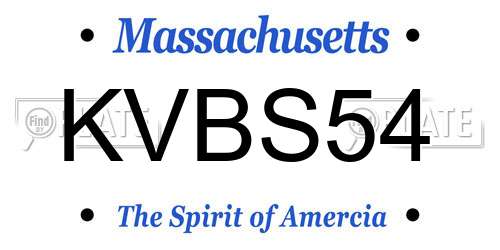 KVBS54 Massachusetts License Plate