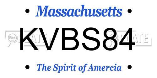 KVBS84 Massachusetts License Plate