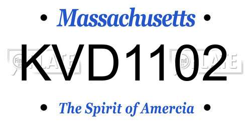KVD1102 Massachusetts License Plate