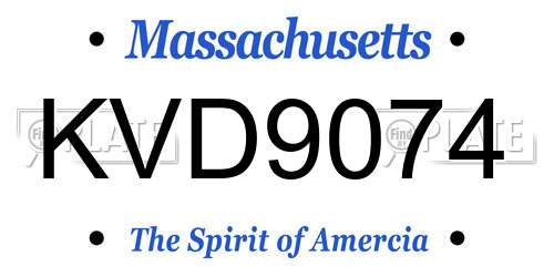 KVD9074 Massachusetts License Plate