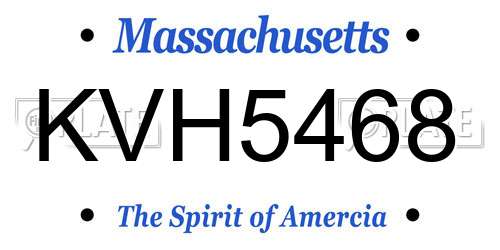 KVH5468 Massachusetts License Plate