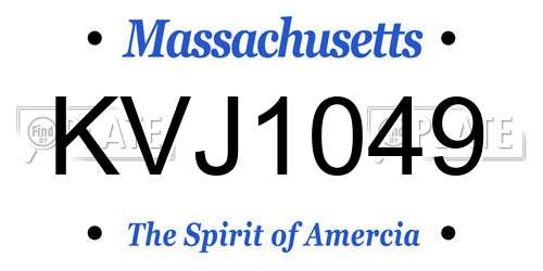KVJ1049 Massachusetts License Plate
