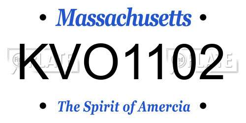 KVO1102 Massachusetts License Plate