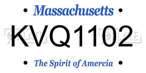 KVQ1102 Massachusetts License Plate