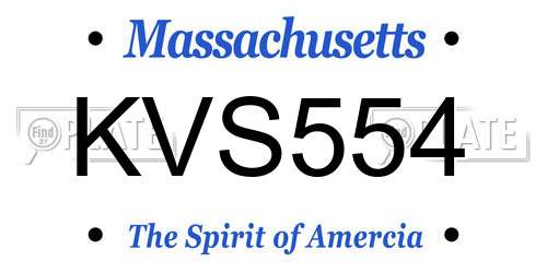 KVS554 Massachusetts License Plate