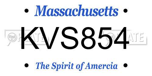 KVS854 Massachusetts License Plate
