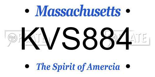 KVS884 Massachusetts License Plate