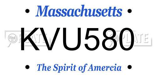 KVU580 Massachusetts License Plate