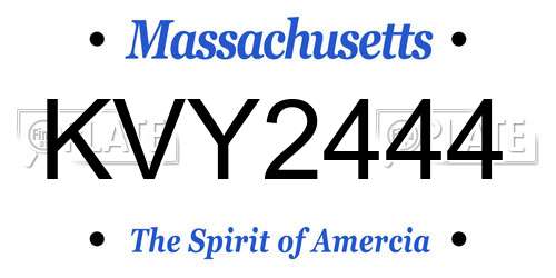 KVY2444 Massachusetts License Plate
