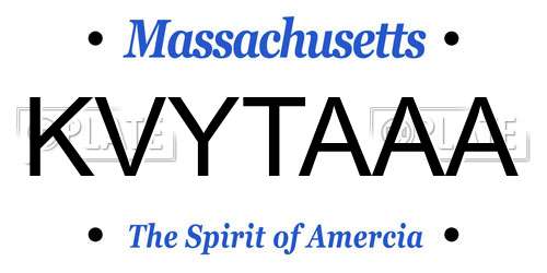 KVYTAAA Massachusetts License Plate