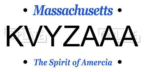 KVYZAAA Massachusetts License Plate