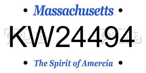 KW24494 Massachusetts License Plate