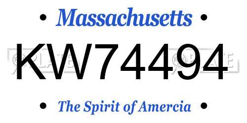 KW74494 Massachusetts License Plate