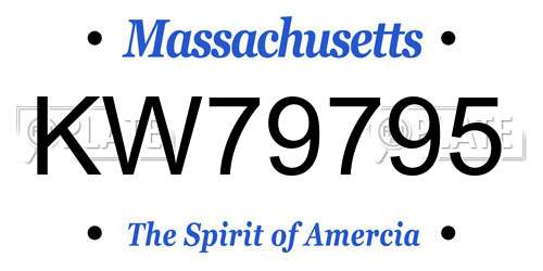 KW79795 Massachusetts License Plate