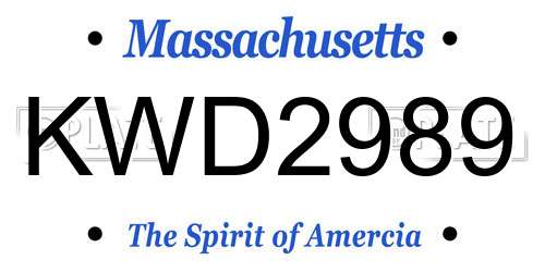 KWD2989 Massachusetts License Plate