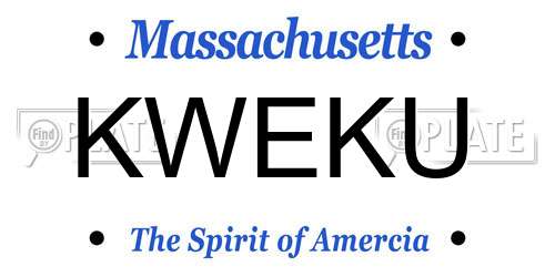 KWEKU Massachusetts License Plate