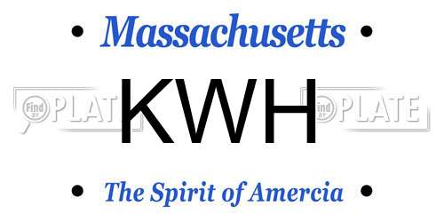 KWH Massachusetts License Plate
