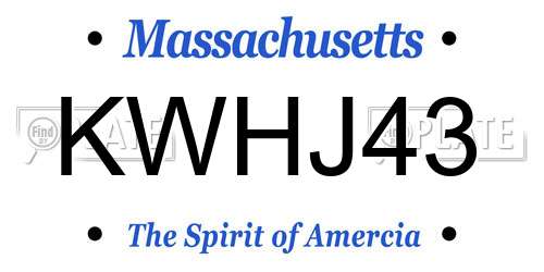 KWHJ43 Massachusetts License Plate