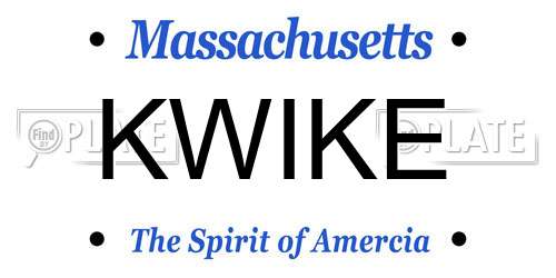 KWIKE Massachusetts License Plate