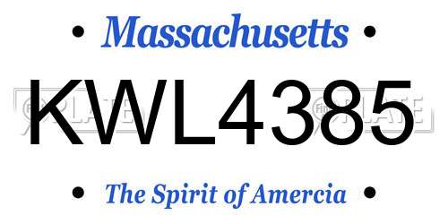 KWL4385 Massachusetts License Plate