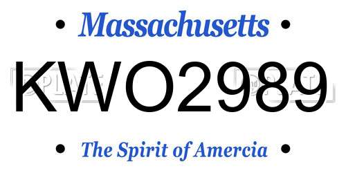 KWO2989 Massachusetts License Plate