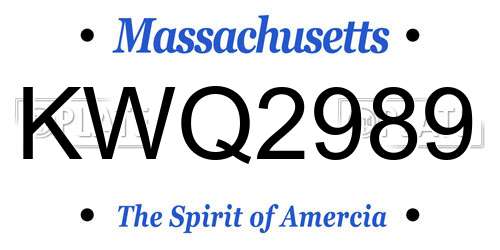 KWQ2989 Massachusetts License Plate
