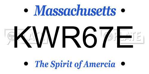 KWR67E Massachusetts License Plate