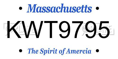 KWT9795 Massachusetts License Plate