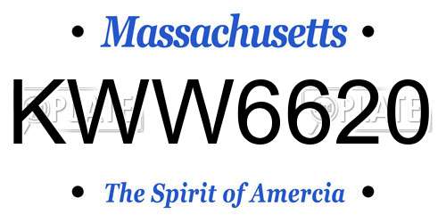 KWW6620 Massachusetts License Plate