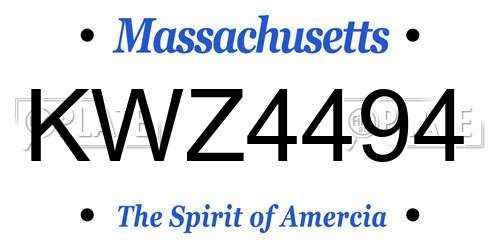 KWZ4494 Massachusetts License Plate