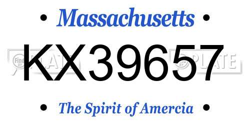 KX39657 Massachusetts License Plate