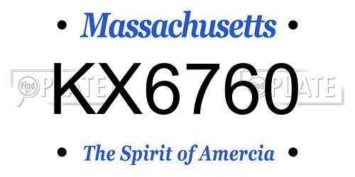 KX6760 Massachusetts License Plate