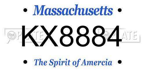 KX8884 Massachusetts License Plate
