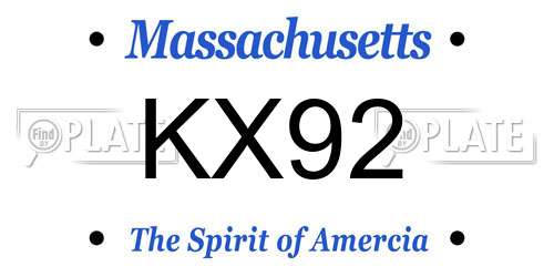 KX92 Massachusetts License Plate