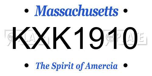 KXK1910 Massachusetts License Plate